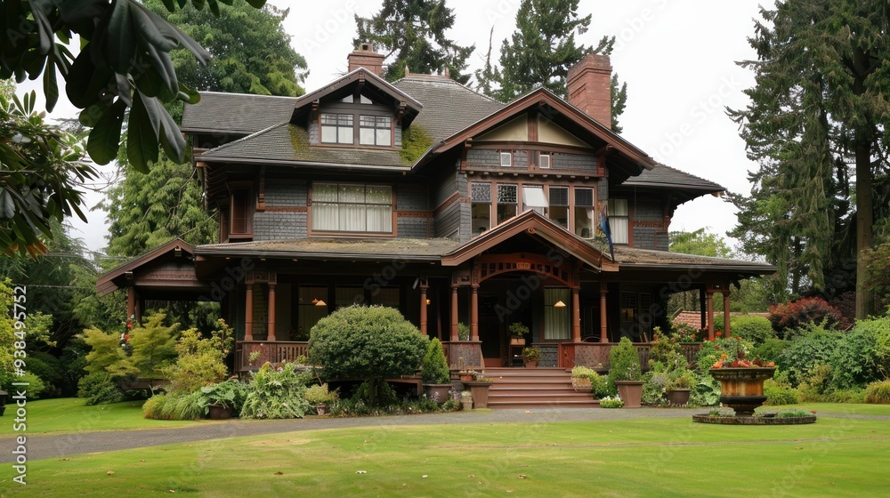 A Majestic Victorian Mansion with Lush Landscaping A Majestic Victorian Mansion with Lush Landscaping