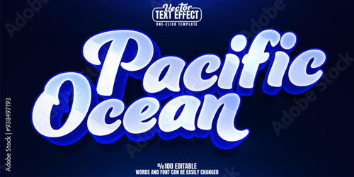 Ocean editable text effect, customizable pacific and retro 3d font style