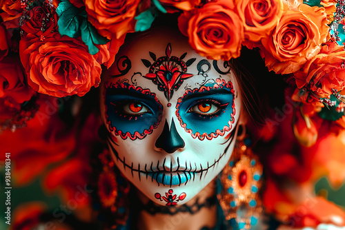 Femme maquillée pour la fête des morts, cinco de mayo