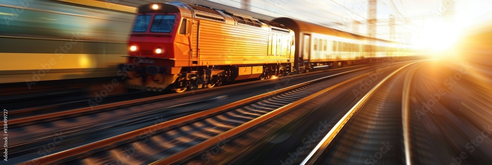 Freight and passenger train rushing on the railway tracks. Freight and passenger train rushing on the railway tracks.