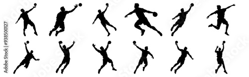 Wallpaper Mural Handball silhouettes set, pack of vector silhouette design, isolated background Torontodigital.ca
