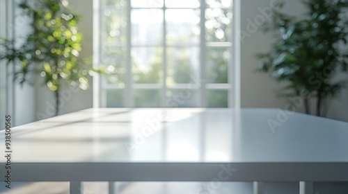 Closeup of a welldetailed white table and copy area in a hazy study space : Generative AI photo