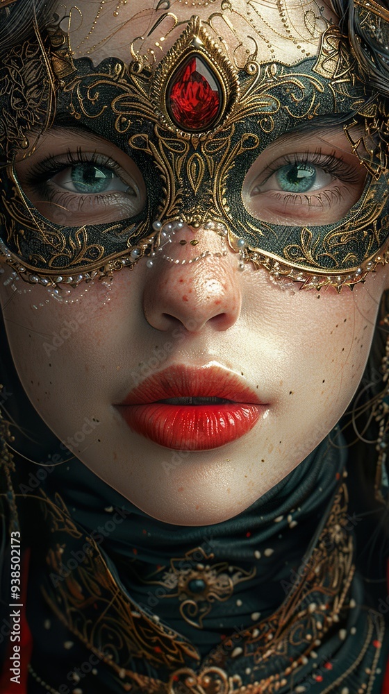 Mysterious Woman in a Golden Mask - Fantasy Portrait Mysterious Woman in a Golden Mask - Fantasy Portrait