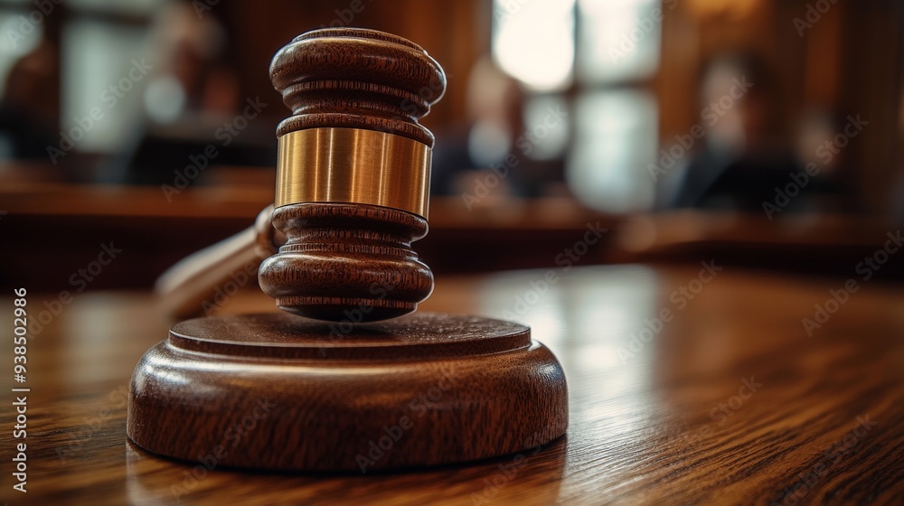 Judge's Hammer in Focus with Blurred Background of a Concerned Child Judge's Hammer in Focus with Blurred Background of a Concerned Child