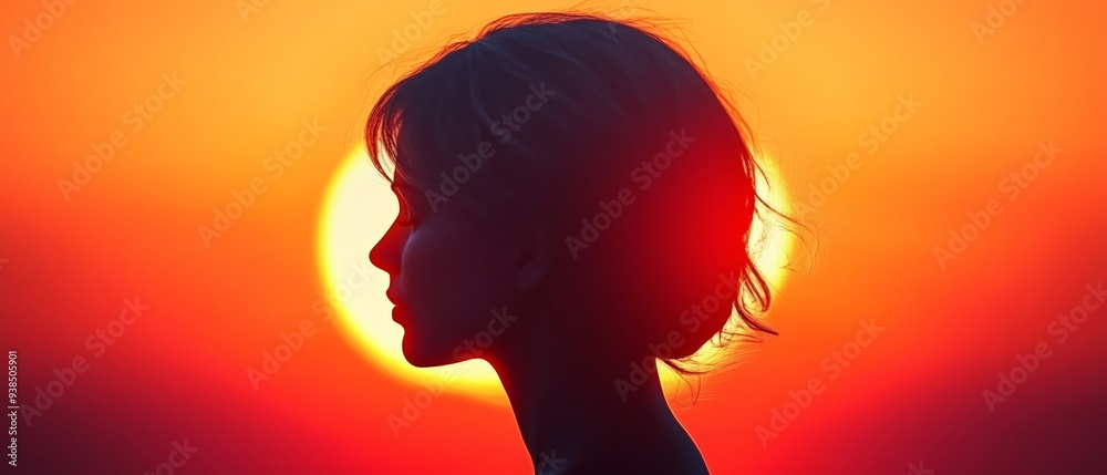 Serene Silhouette of a Woman at Sunset in Vibrant Colors Serene Silhouette of a Woman at Sunset in Vibrant Colors