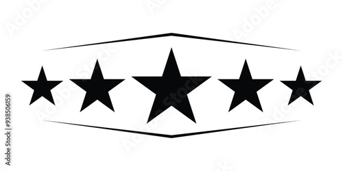 Vector Five Black Stars. Star Icon. Star Vector Icon. Black Star