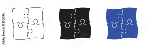 Vector Jigsaw Puzzle In Outline Glyph Flat