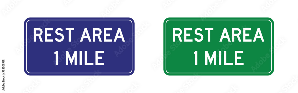 Vector Rest Area 1 Mile Sign Set Vector Rest Area 1 Mile Sign Set