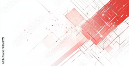  Red and White Vector Background with Geometric Shapes for Business, Technology, or Sports Themes