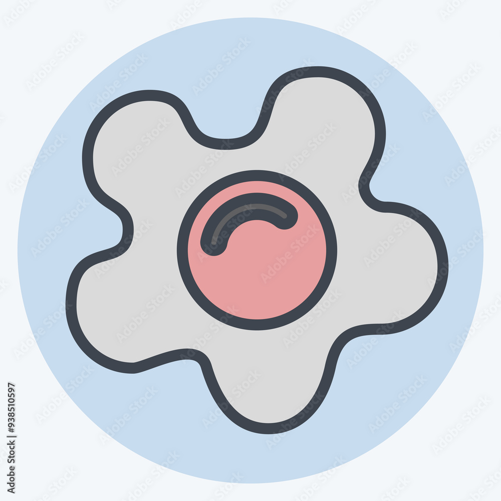 Icon Fried Egg. related to Breakfast symbol. color mate style. simple illustration Icon Fried Egg. related to Breakfast symbol. color mate style. simple illustration