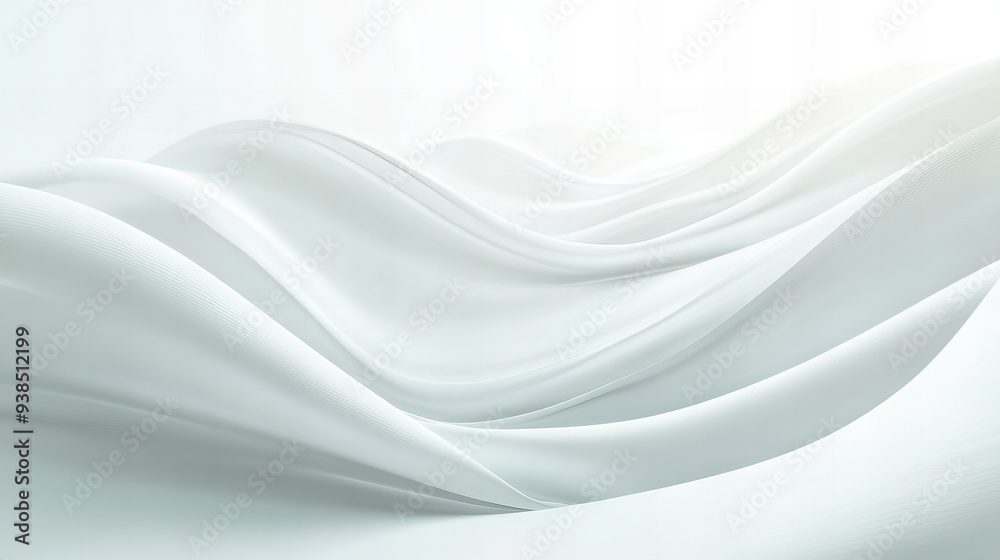 Obraz premium A bright white background with flowing abstract waves and soft highlights, offering a fresh, airy, and modern feel for creative branding.