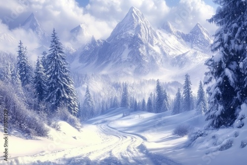 Snowy mountains alps winter background wallpaper , ai