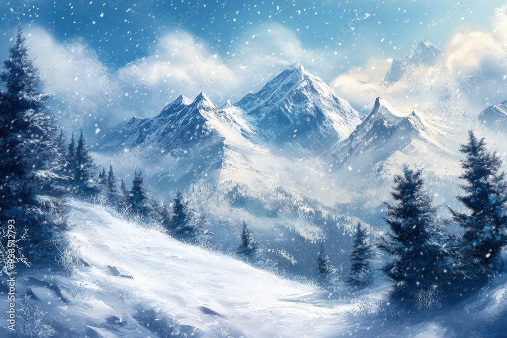 Snowy mountains alps winter background wallpaper , ai Snowy mountains alps winter background wallpaper , ai
