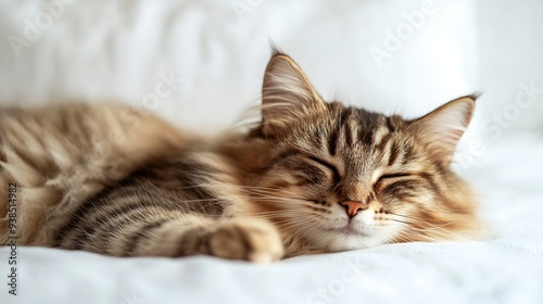 Cat on a white background Pet  cute fluffy cat isolated on a white background Allergy to cat fur Cute animal fluffy cat : Generative AI