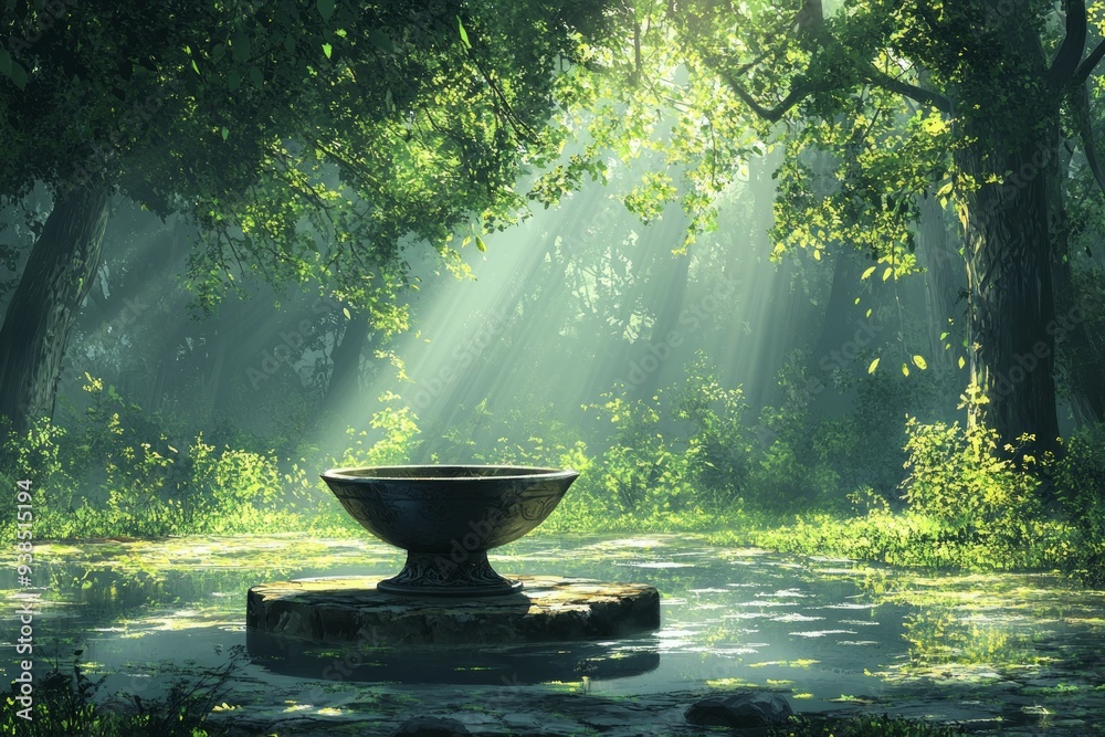 Holy Grail Mystical Forest Christianity Religion Spiritual Symbol Holy Grail Mystical Forest Christianity Religion Spiritual Symbol