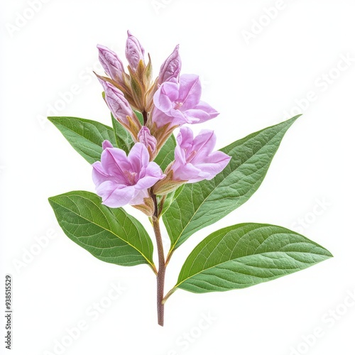 close up of Blooming phumelia or Champa flower and leaves isolated on white background photo