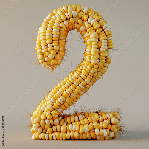 2 number made of corn, useful for birthday, 2nd birthday or anniversary, runner-up or second place photo