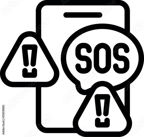 Smartphone is displaying an sos message, emphasizing the need for immediate assistance