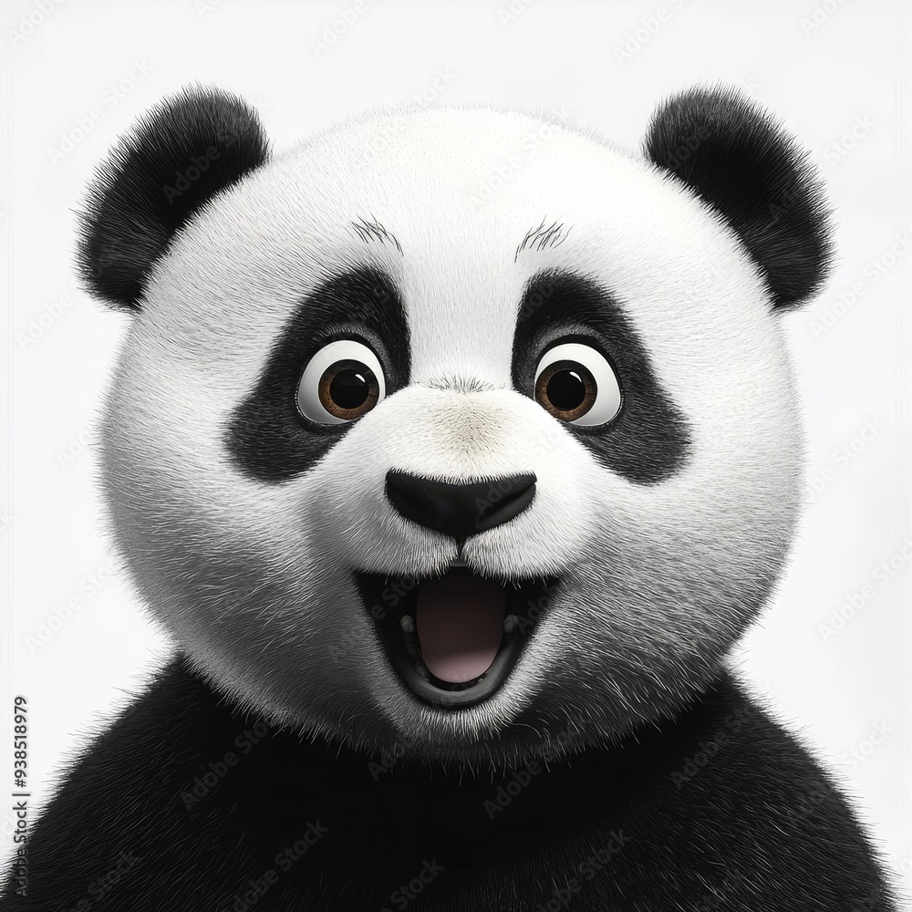 A delightful panda with a surprised expression, showcasing its joyful personality in a whimsical setting A delightful panda with a surprised expression, showcasing its joyful personality in a whimsical setting