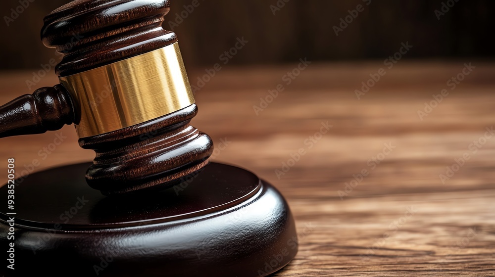 Close-up of a wooden gavel on a desk, symbolizing law, justice, and courtroom decisions. Ideal for legal and judicial concept imagery. Close-up of a wooden gavel on a desk, symbolizing law, justice, and courtroom decisions. Ideal for legal and judicial concept imagery.