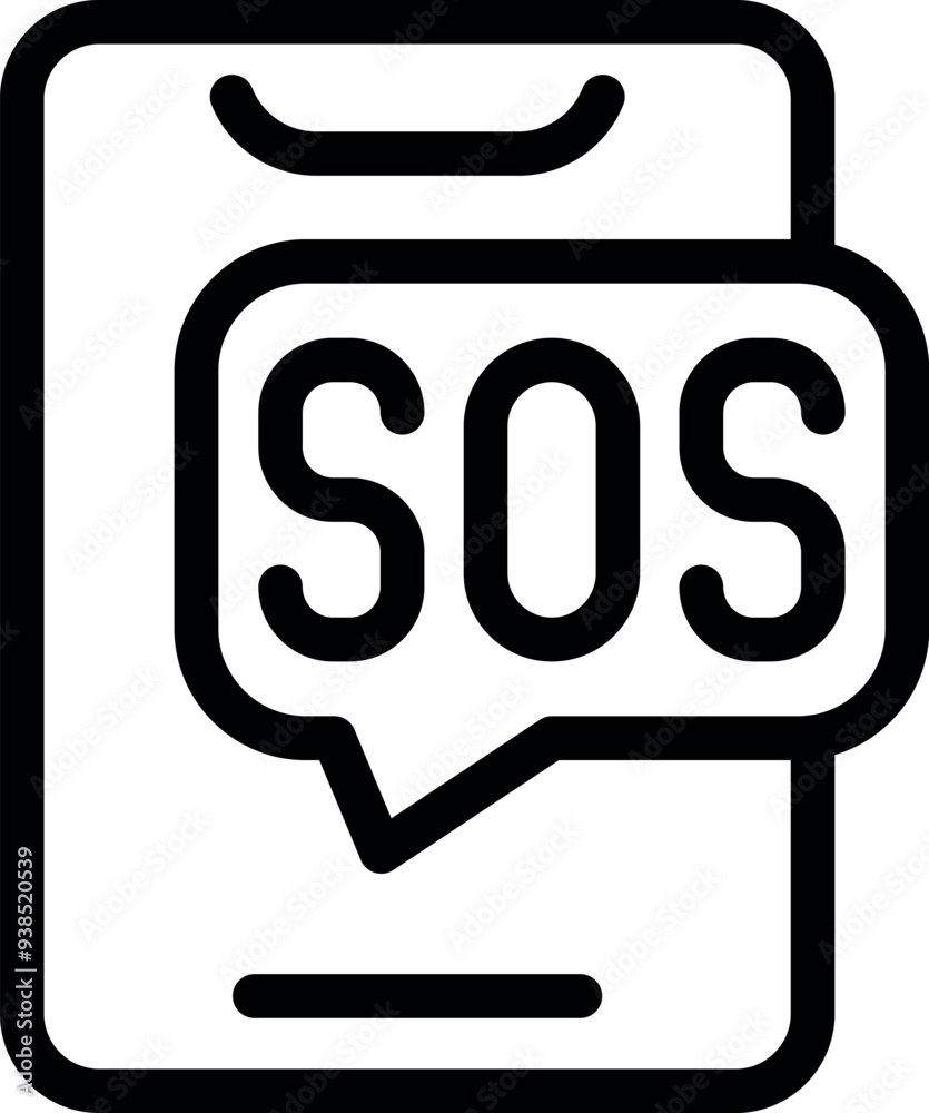 Simple yet powerful icon representing a mobile phone displaying an sos message, symbolizing emergency communication and assistance Simple yet powerful icon representing a mobile phone displaying an sos message, symbolizing emergency communication and assistance