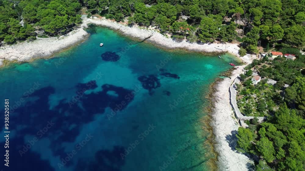 Aerial view of the blue lagoon of Losinj island on a sunny day Aerial view of the blue lagoon of Losinj island on a sunny day