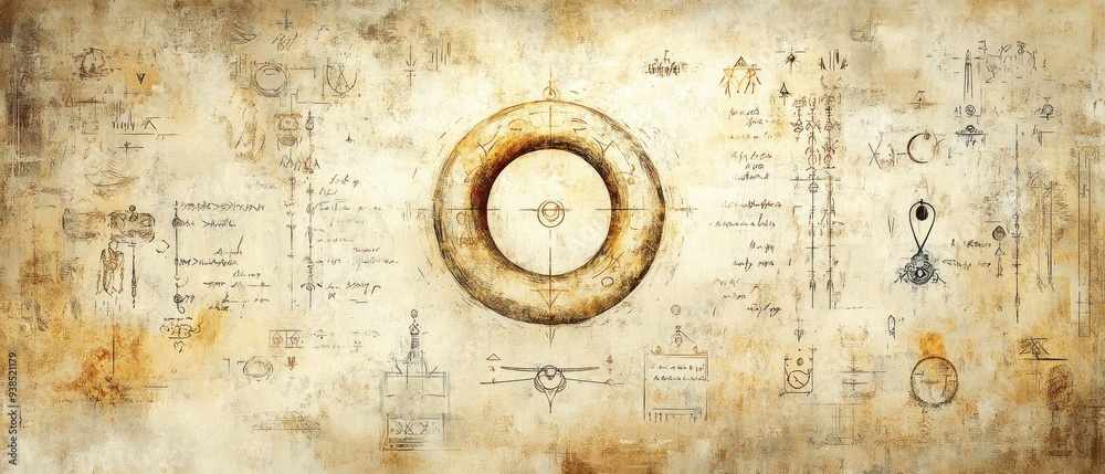 Obraz premium Ouroboros Ancient Scroll Various Gnosticism, Alchemy Religion Spiritual Symbol
