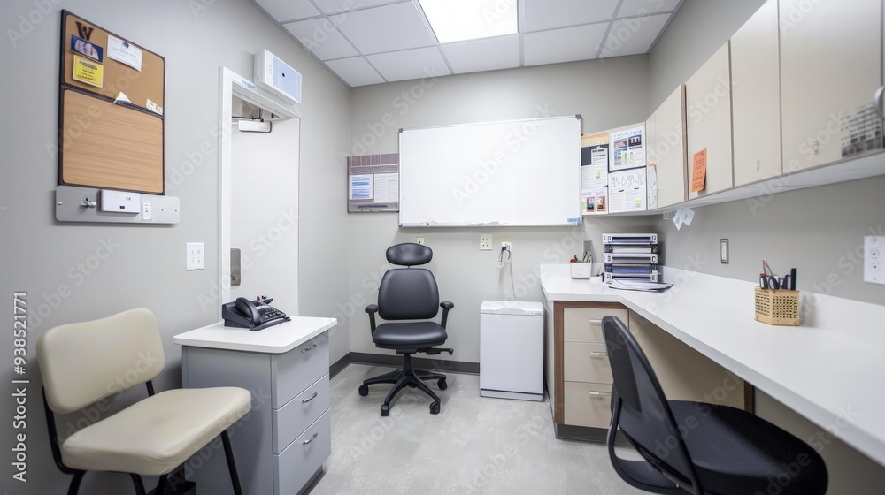 Professional consultation room with organized files, whiteboard, and comfortable seating, well-lit environment with clear copy space for healthcare guidance Professional consultation room with organized files, whiteboard, and comfortable seating, well-lit environment with clear copy space for healthcare guidance