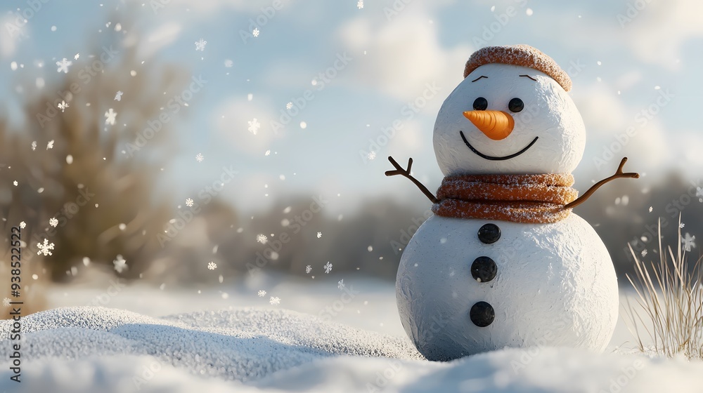 Obraz premium Happy Snowman In Winter Wonderland.