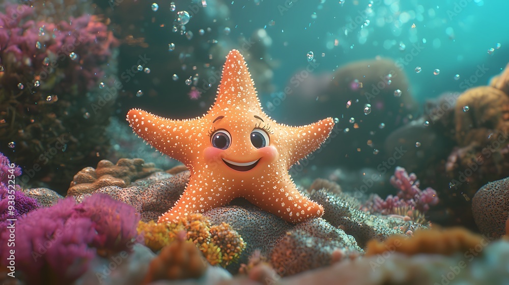 Happy Starfish in the Ocean. Happy Starfish in the Ocean.