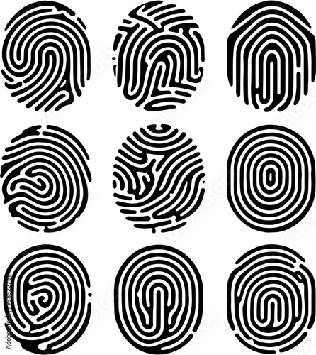 A set of black and white fingerprints