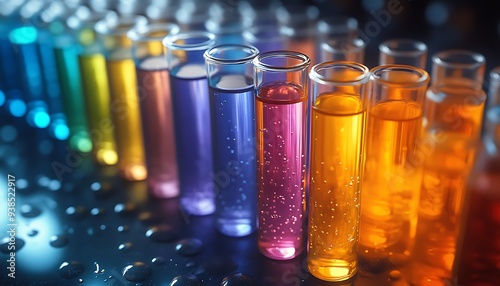  The tubes that are filled with chemicals are in different colors and are useful in medical laboratories and look so amazing with a shiny background design 