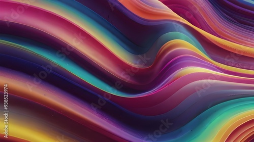 Holographic neon curved wave in motion. Pink wallpaper background. Holographic gradient Generative AI