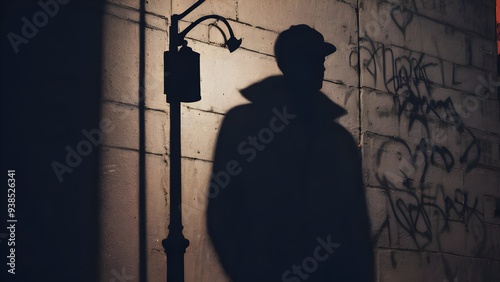 Fototapeta Naklejka Na Ścianę i Meble -  street-light-shadows-use-lighting-effects-that-mimic-the-look-of-street-lights-casting-dramatic.