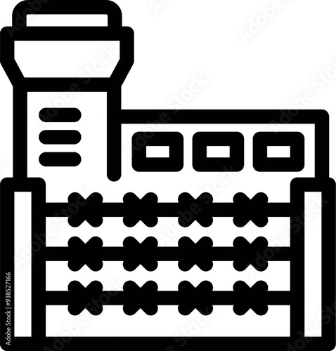 Simple vector of a heavily guarded prison building, emphasizing the concept of security and confinement