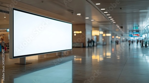 Blank advertising billboard at airportmockup poster media template ads display : Generative AI