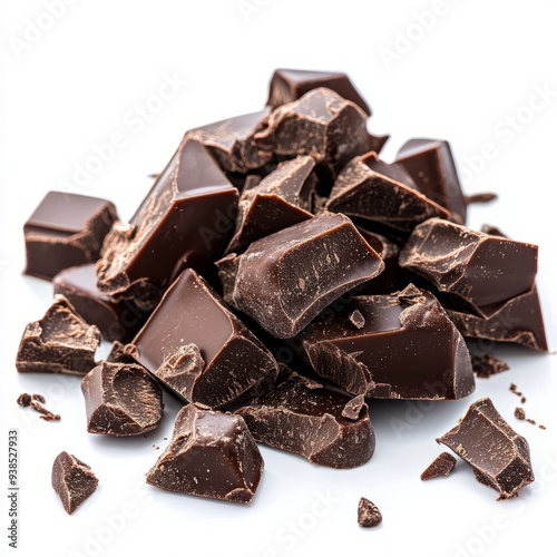 close up of Chocolate pieces isolated on white background