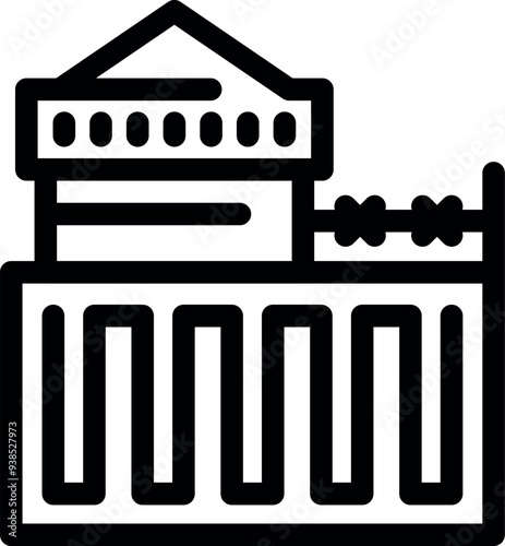 Simple icon of an electrical substation building supplying electricity