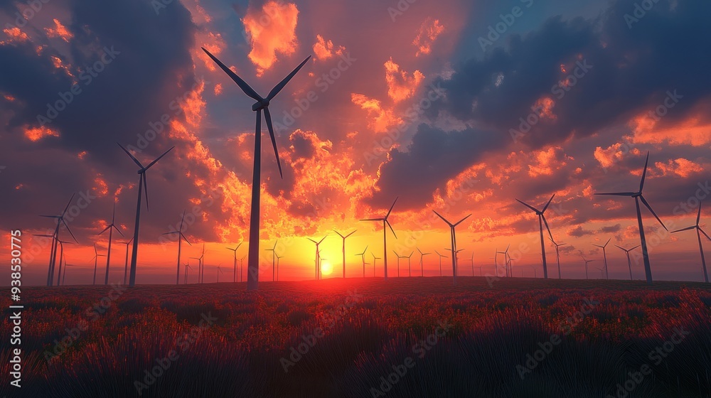 Wind Turbines at Sunset