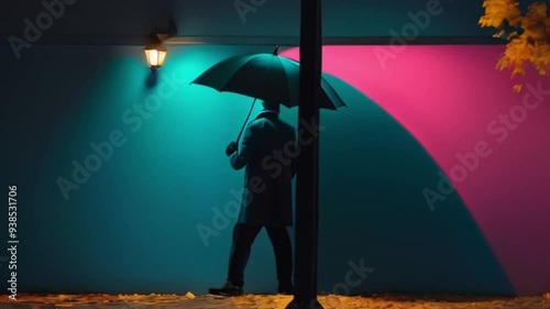 abstract walking of someone with umbrella, motion
