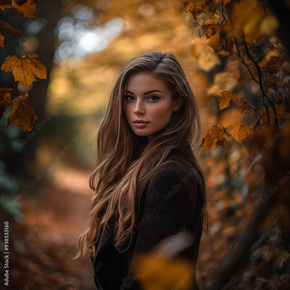 portrait of a woman in autumn park portrait of a woman in autumn park