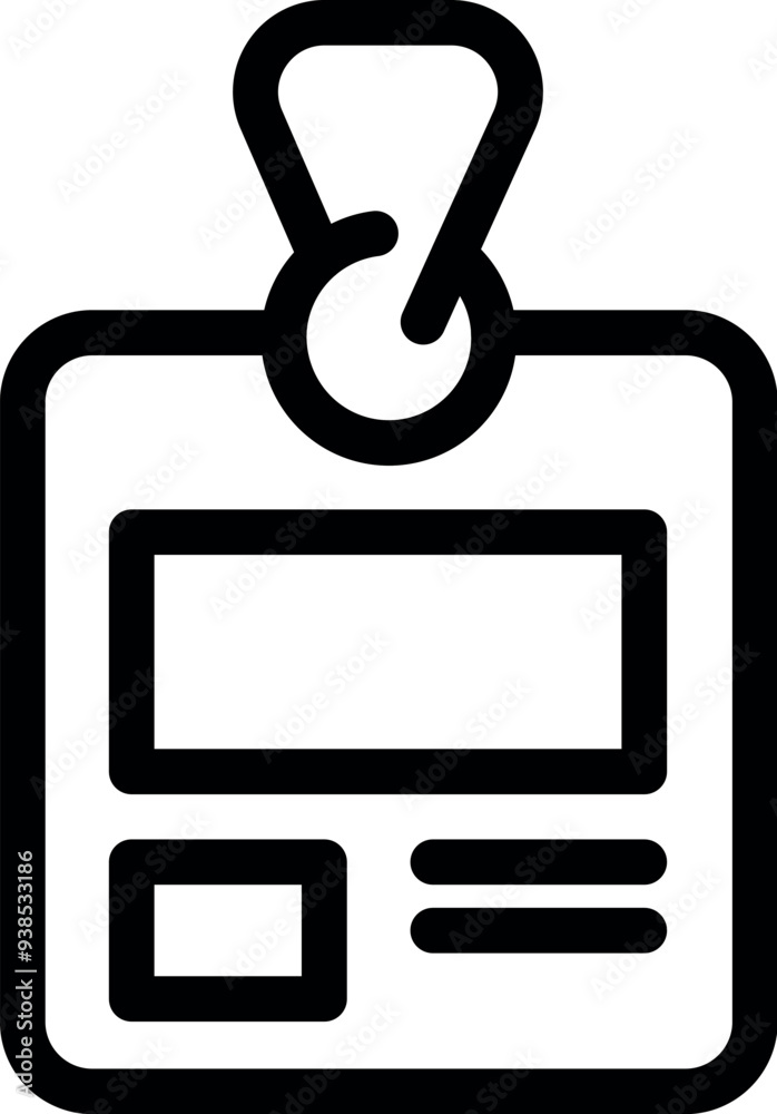 Simple icon of an id card hanging from a lanyard, perfect for representing identification, security, and access Simple icon of an id card hanging from a lanyard, perfect for representing identification, security, and access