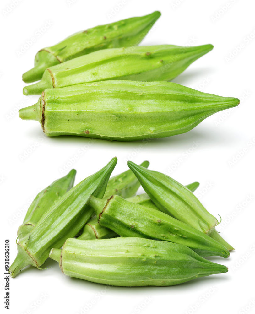 Fresh young okra isolated on white background Fresh young okra isolated on white background