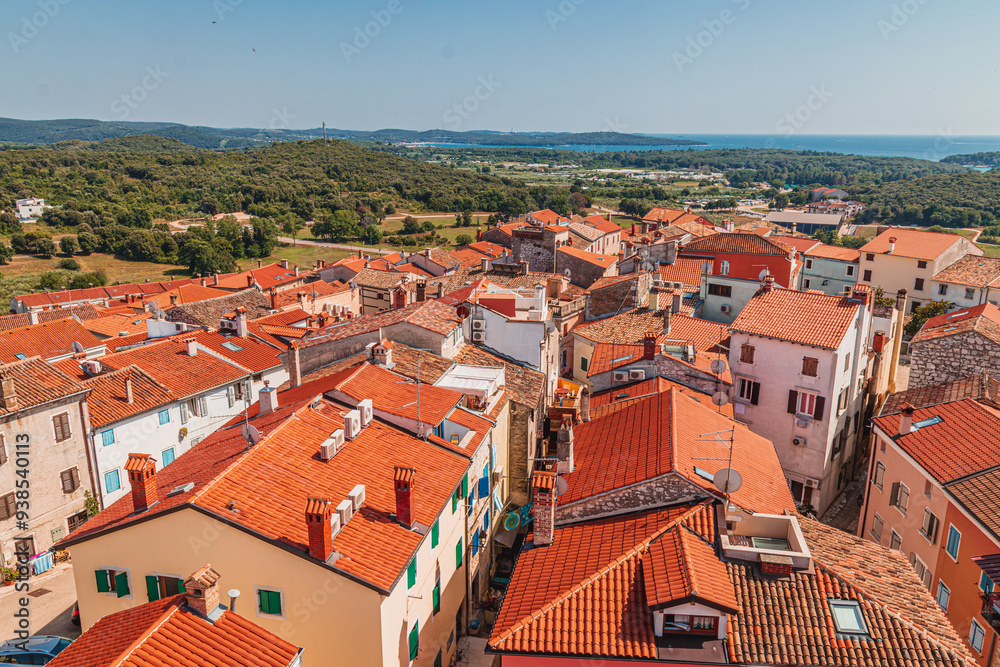 Aerial view of the port of Vrsar Orsera town Vrsar Croatia 08.07.24 Aerial view of the port of Vrsar Orsera town Vrsar Croatia 08.07.24