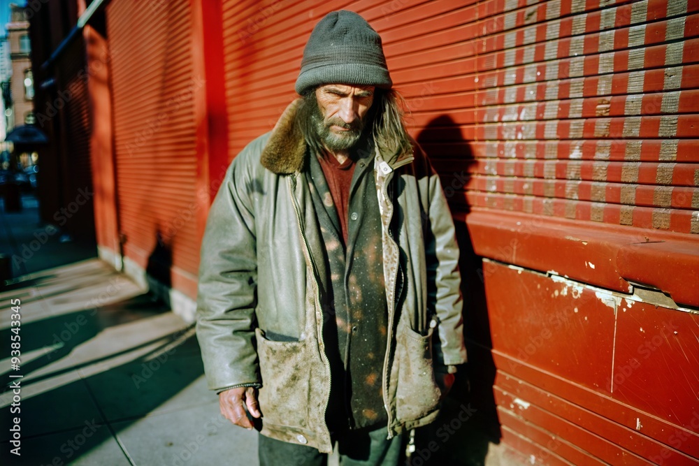 Homeless man on the street. Concept of social problems. Migrants and immigrants. Homeless man on the street. Concept of social problems. Migrants and immigrants.