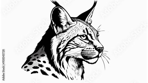 Lynx Head Sketch Style - Animal Face Portrait Mammal
