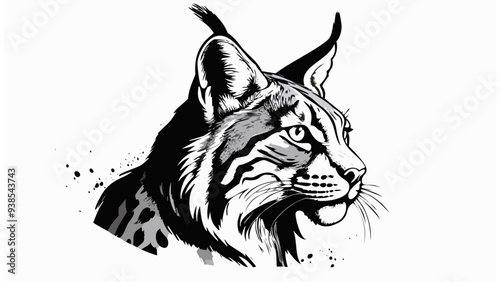 Lynx Head Sketch Style - Animal Face Portrait Mammal
