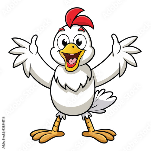 Chicken spreading wings cartoon character