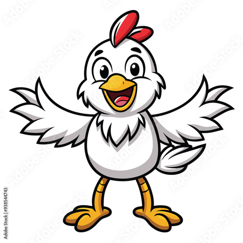Chicken spreading wings cartoon character