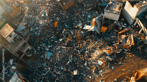 Aerial View of trash housing Footage 4K photo